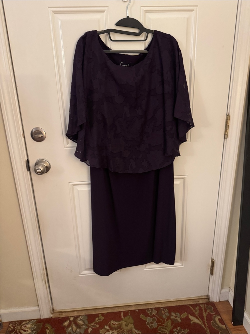 connected apparel Dark Purple Midi Skirt with Overlay Top